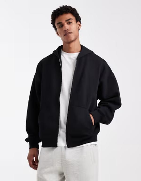 エイソス メンズ アウター パーカー・スウェット ASOS DESIGN essentials extreme oversized zip up hoodie Black ブラック