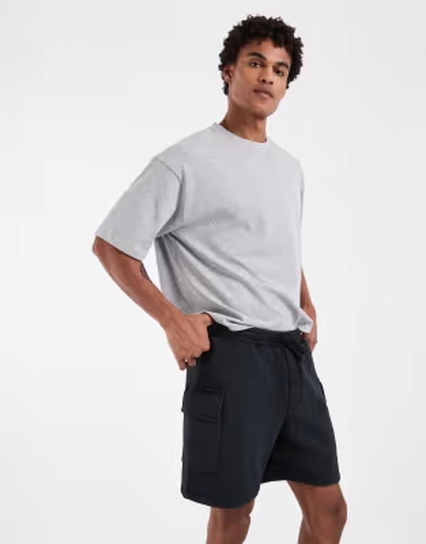 エイソス メンズ ボトムス ハーフパンツ・ショーツ ショートパンツ ジャージー ASOS DESIGN cargo jersey shorts NAVY ネイビー