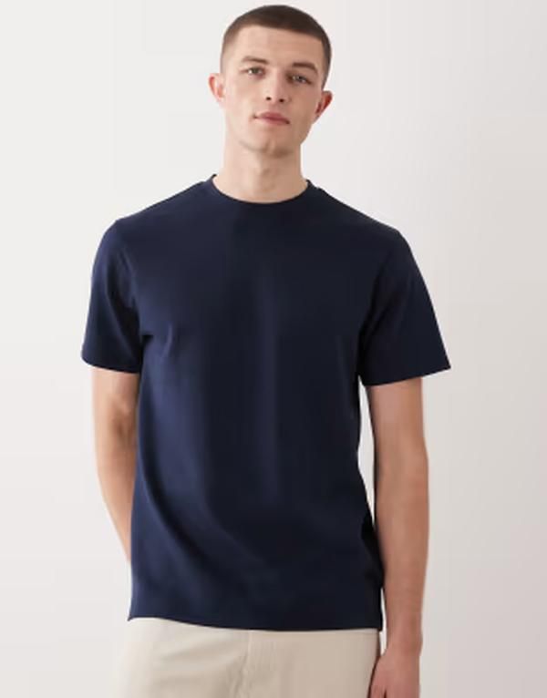 エイソス メンズ トップス Tシャツ レギュラーフィット ASOS DESIGN luxe interlock regular fitshirt DARK SAPPHIRE サファイア