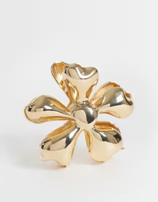 リクレイム ヴィンテージ レディース アクセサリー フラワー柄 フラワー Reclaimed Vintage oversized floral claw clip Gold ゴールド