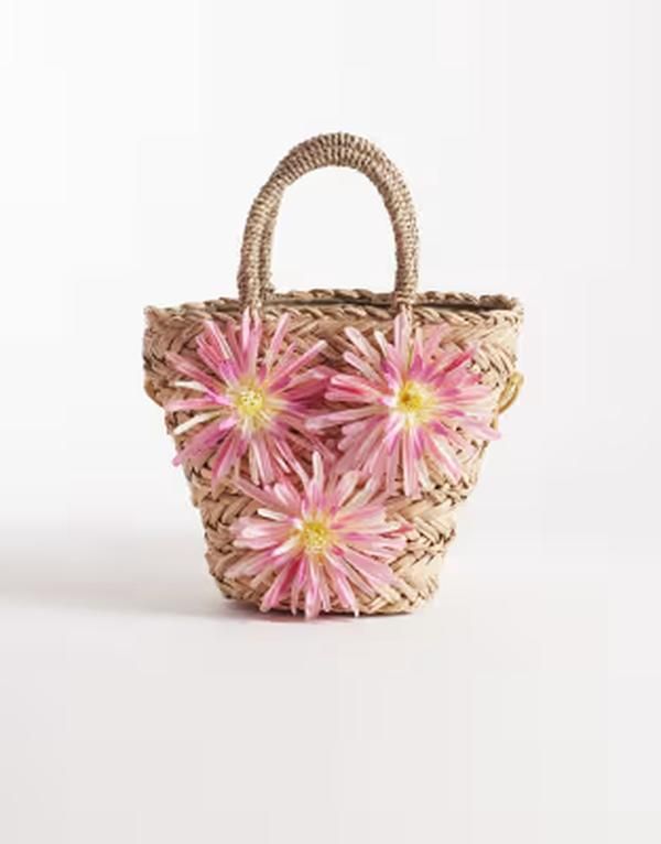 サウスビーチ レディース バッグ フラワー柄 フラワー South Beach straw grabag with floral embellishment inatural NEUTRAL