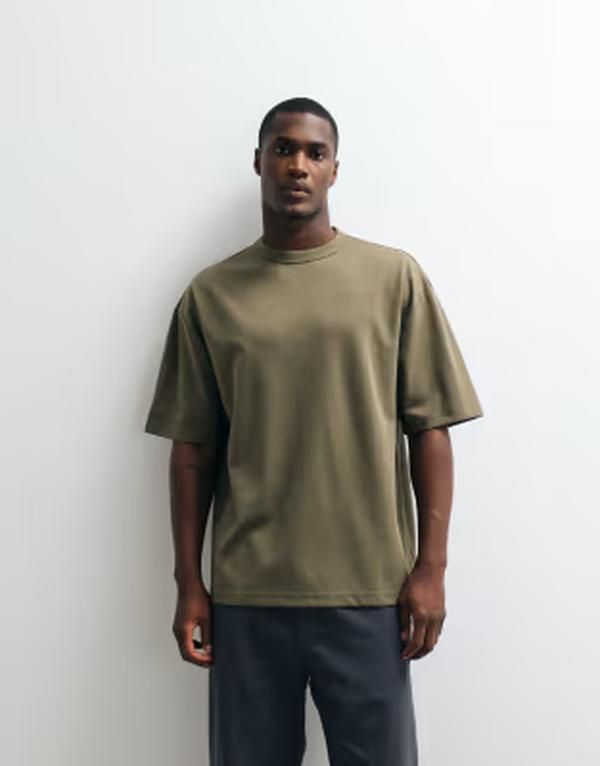 エイソス メンズ トップス Tシャツ コットン ASOS DESIGN breatheMAX heavyweight oversized Tshirt cotton blendusty olive オリーブ
