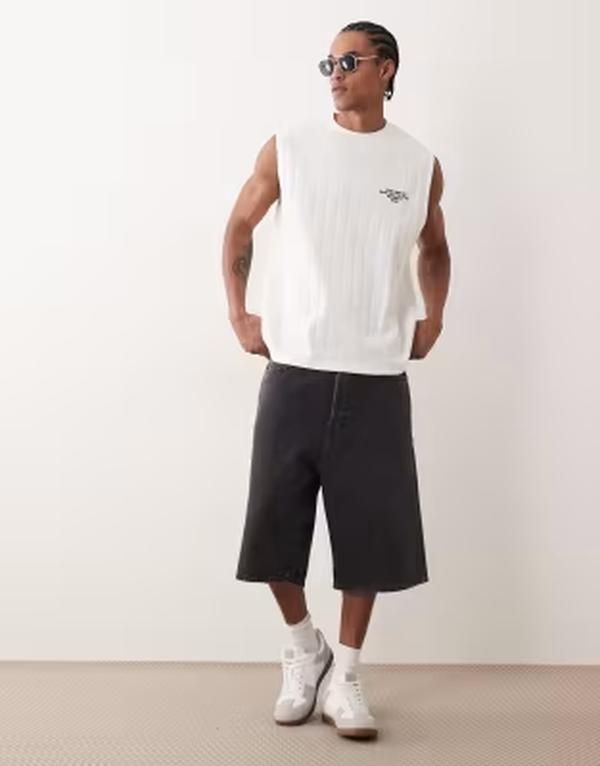 ジャック アンド ジョーンズ メンズ ボトムス ハーフパンツ・ショーツ ショートパンツ デニム Jack Jones Ron denim shorts in washed Black Denim ブラック 13,845円