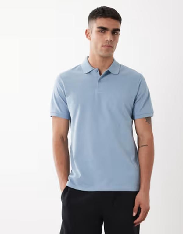 エイソス メンズ トップス ポロシャツ レギュラーフィット ASOS DESIGN Essentials regular fit polo in light blue pique Mountain Spring ブルー 7,546円
