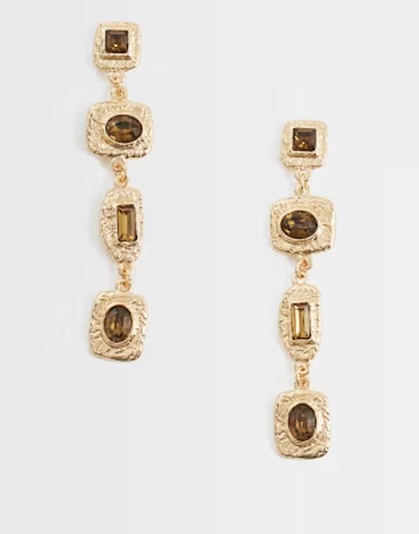 エイソス レディース アクセサリー ピアス・イヤリング ASOS DESIGN molten pendant drop earrings with fauxtopaz stones tone Multi マルチカラー