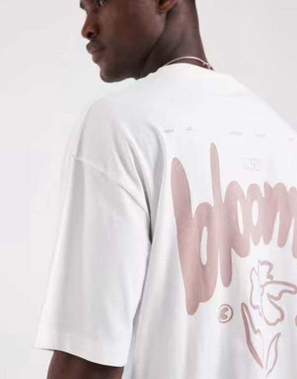 エイソス メンズ トップス Tシャツ フラワー柄 フラワー グラフィック ASOS DESIGN oversized tshirt with bubble floral graphic WHITE ホワイト 7,394円