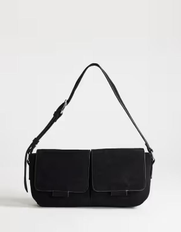 トップショップ レディース バッグ スエード Topshop Joanie shoulder bag with front pocketsuedette Black ブラック