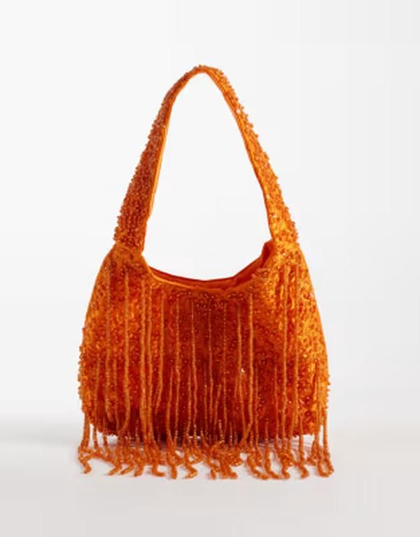 トゥルーデカデンス レディース バッグ True Decadence tassel embellished shoulder bag in orange オレンジ