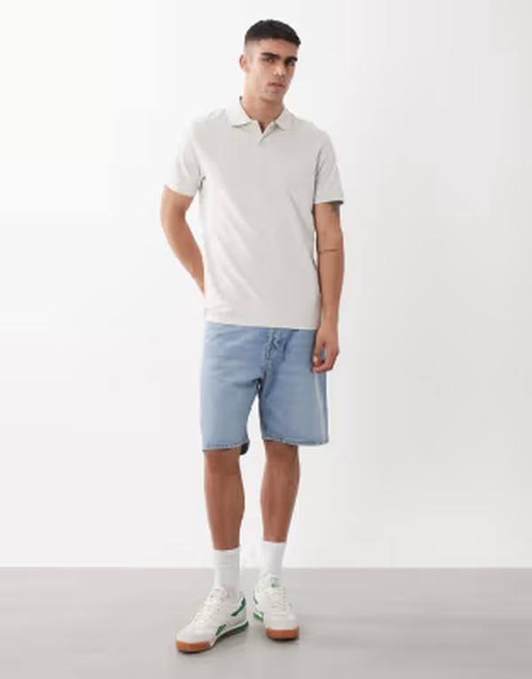エイソス メンズ トップス ポロシャツ レギュラーフィット ASOS DESIGN Essentials regular fit polo in light gray pique Lunarock グレー