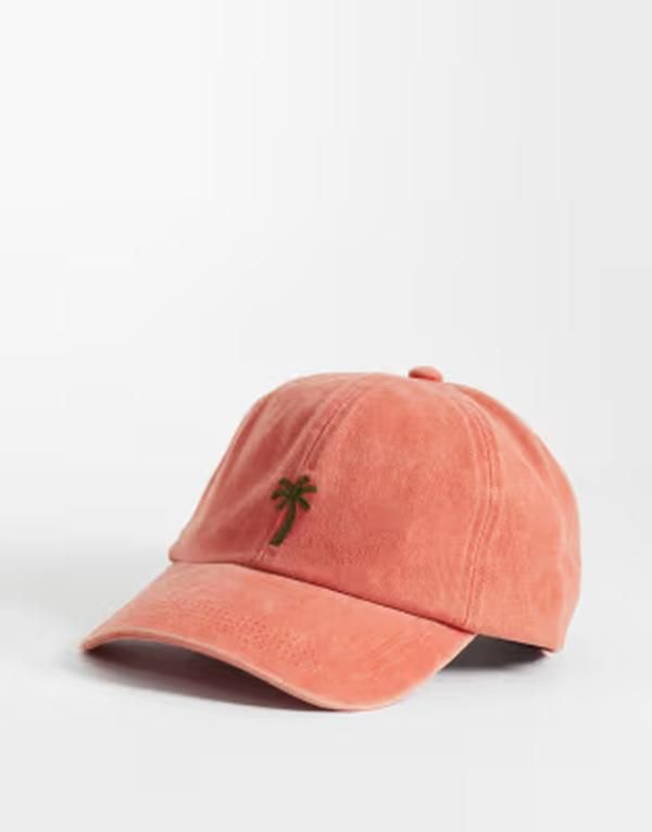 エイソス メンズ アクセサリー 帽子 キャップ グラフィック ASOS DESIGN washed palm tree graphic baseball cap in orange オレンジ