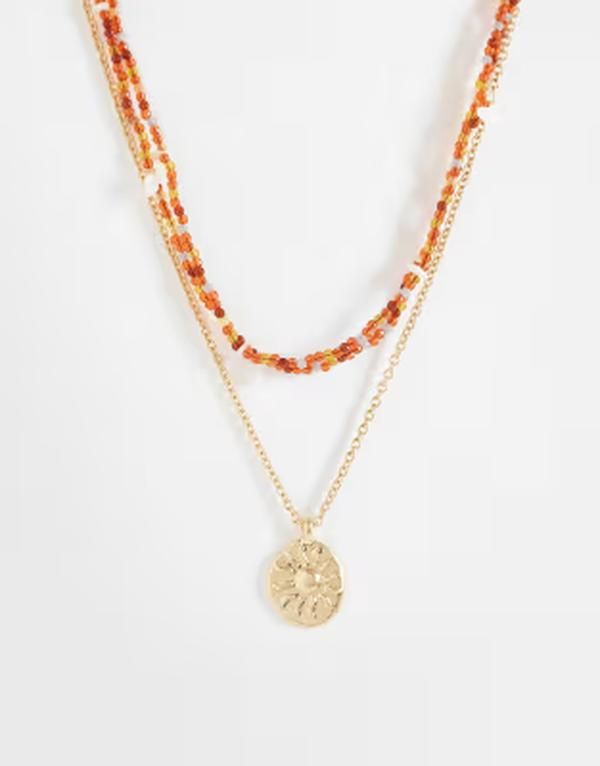 マンゴ レディース アクセサリー ネックレス・チョーカー・ペンダントトップ レース Mango layered necklace in orange GOLD ゴールド