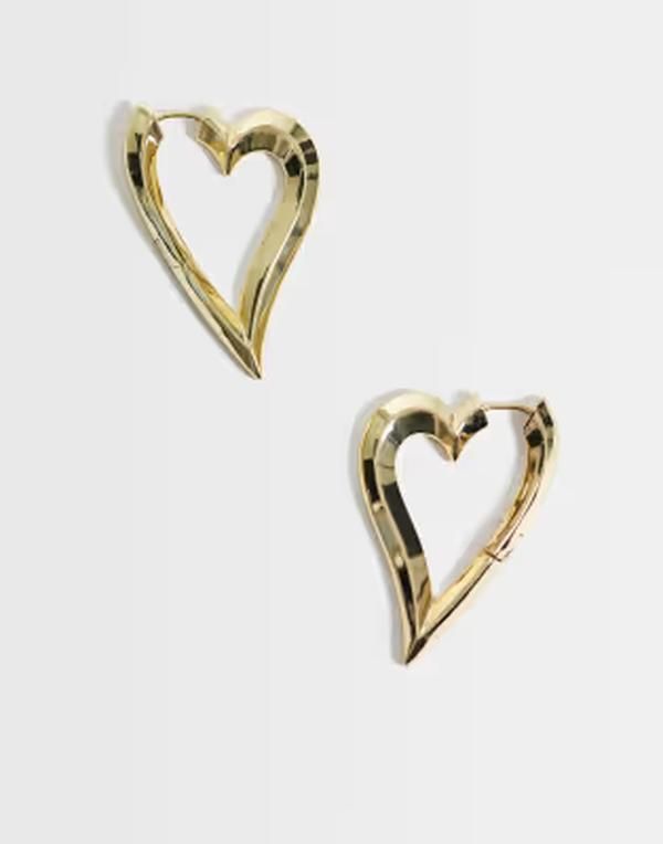 ピーシーズ レディース アクセサリー ピアス・イヤリング Pieces heart shaped hoop earrings tone Gold St1heart ゴールド