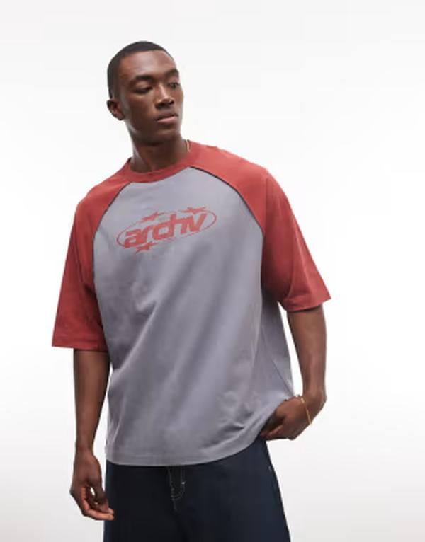 エイソス メンズ トップス Tシャツ グラフィック ASOS DESIGN heavyweight oversized tshirt with text graphic wash Light washed grey グレー
