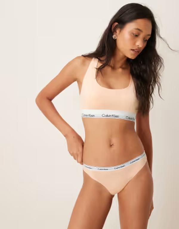 カルバンクライン レディース アンダーウェア ブリーフパンツ ロゴ Calvin Klein Icon Logo bikini briefs in peach bliss ピーチ