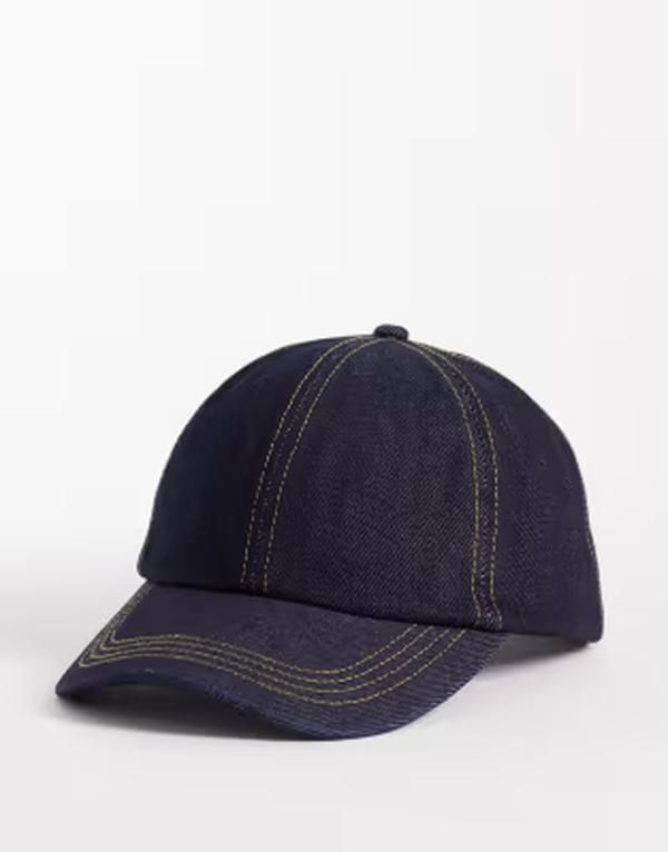 エイソス メンズ アクセサリー 帽子 デニム キャップ ASOS DESIGN denim baseball cap BLUE ブルー