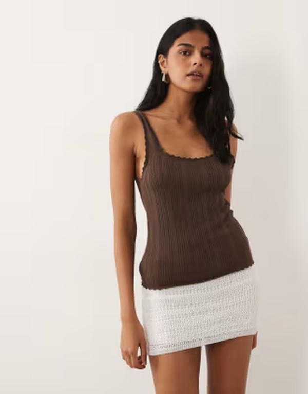 マンゴ レディース ボトムスカート ミニ Tシャツ ニット Mango Teen knit mini skirt WHITE ホワイト