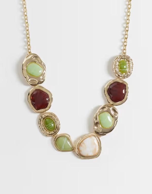 エイソス レディース アクセサリー ネックレス・チョーカー・ペンダントトップ レース ASOS Curve ASOS DESIGN Curve necklace with molten resin stone part of a settings tone G