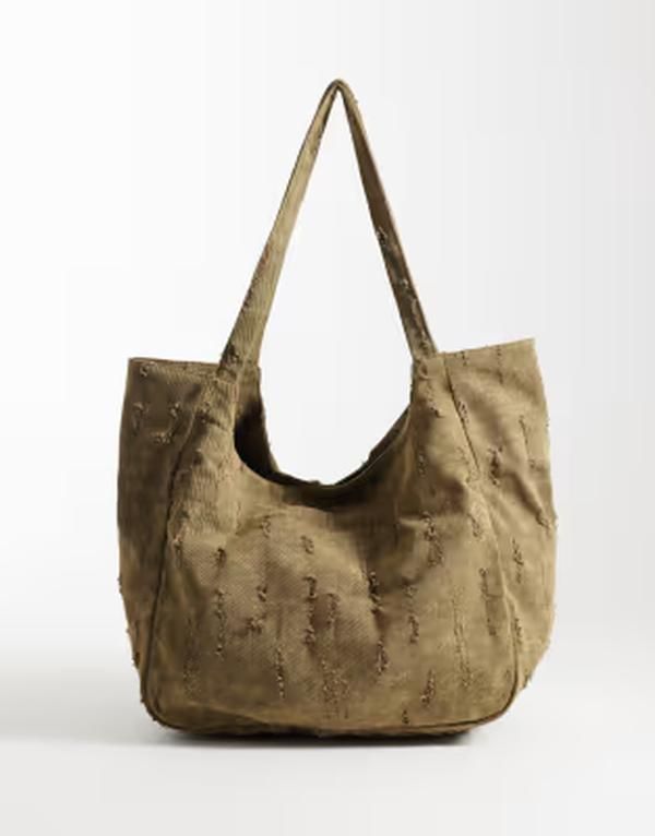 エイソス メンズ バッグ ASOS DESIGN textured tote bagREEN グリーン