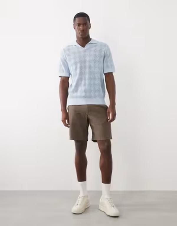セレクティッド メンズ トップス ポロシャツ ニット Selected split necknit polo in light Cashmere Blue ブルー