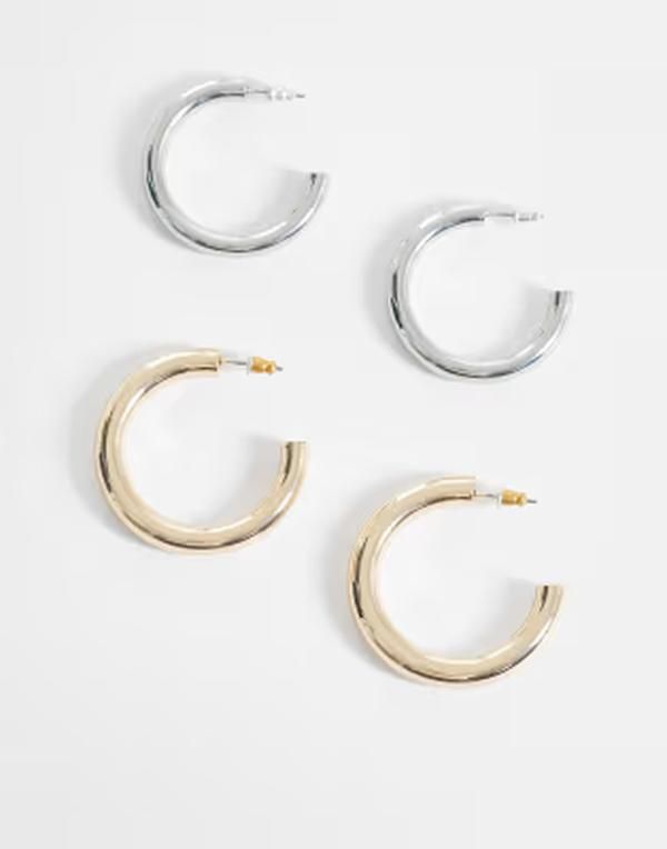 リクレイム ヴィンテージ レディース アクセサリー ピアス・イヤリング Reclaimed Vintage 2 pack hoops in mixed metals Gold ゴールド