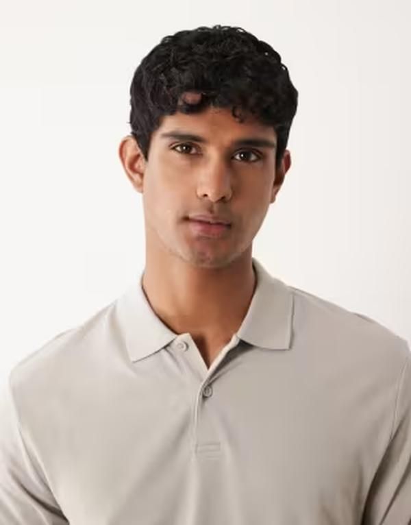 エイソス メンズ トップス ポロシャツ レギュラーフィット ASOS DESIGN Essentials regular fit polo shirt piqu SWEATSHIRT GRAY グレー