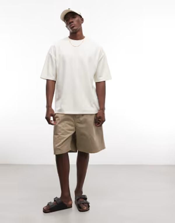 エイソス メンズ トップス Tシャツ ASOS DESIGN heavyweight oversized Tshirtowel fabric Offwhite オフホワイト