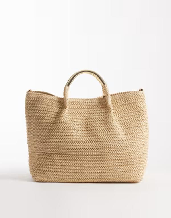 サウスビーチ レディース バッグ South Beach straw tote with goldtone handle andetachable crossbody strap inatural NEUTRAL ゴールド