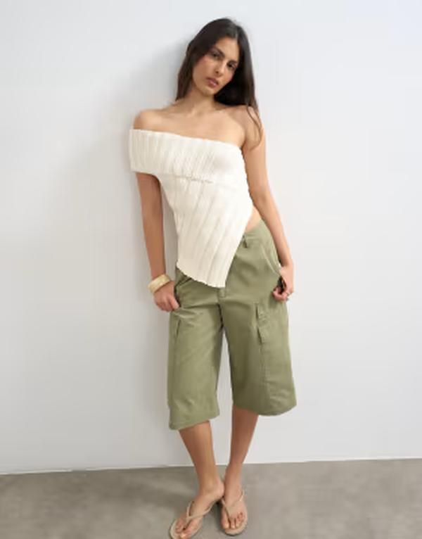 トップショップ レディース トップス ベスト アシンメトリー ニット Topshop knit one shoulder asymmetric top IVORY アイボリー