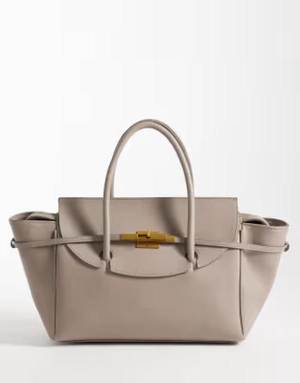 エイソス レディース バッグ ASOS DESIGN belted hardware grab handle tote in stone ストーン 12,586円
