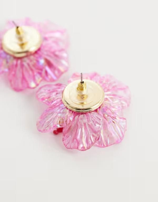 アクセサライズ レディース アクセサリー ピアス・イヤリング Accessorize beaded hibiscus flower earrings Bright pink ピンク