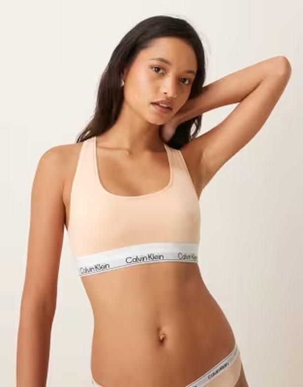 カルバンクライン レディース アンダーウェア ブリーフパンツ コットン Calvin Klein Icon Cotton Modal unlined bralet in peach bliss ピーチ