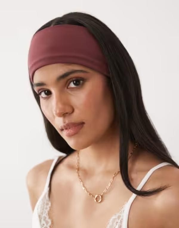 エイソス レディース アクセサリー ジャージー ASOS DESIGN softouch jersey headband Mulberry バーガンディ