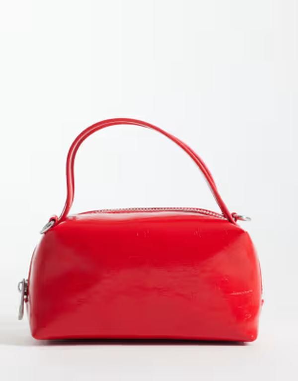 エイソス レディース バッグ ミニ ASOS DESIGN textured mini grab cross body bag with detachable strap RED レッド