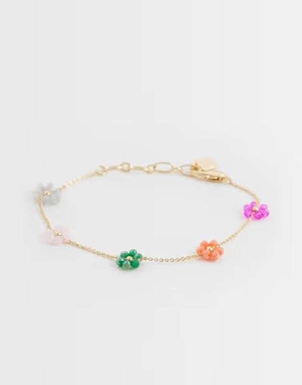 エイソス レディース アクセサリー ブレスレット・バングル・アンクレット ASOS DESIGN delicate bracelet with beaded flowers tone GOLD ゴールド