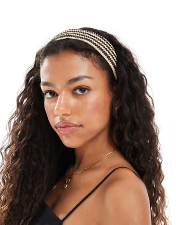 ピーシーズ レディース アクセサリー Pieces textured zig zag headband cream BLACK SANDSHELL ブラック
