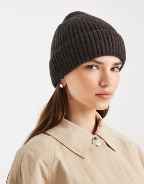 ヴェロモーダ レディース アクセサリー 帽子 リブ Vero Moda ribbed beanie in chocolate torte melange Chocolate torte チョコレート