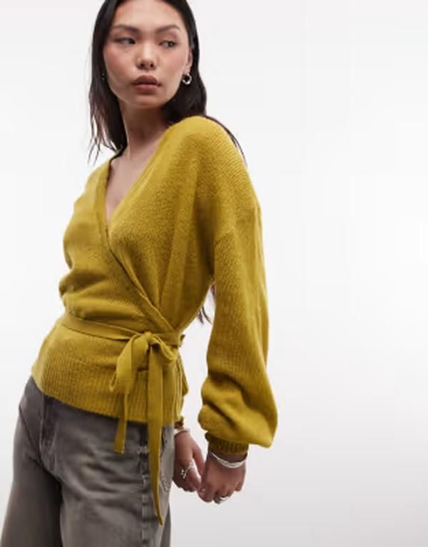 リクレイム ヴィンテージ レディース アウター カーディガン ニット Reclaimed Vintage knit wrap cardigan in sage セージ