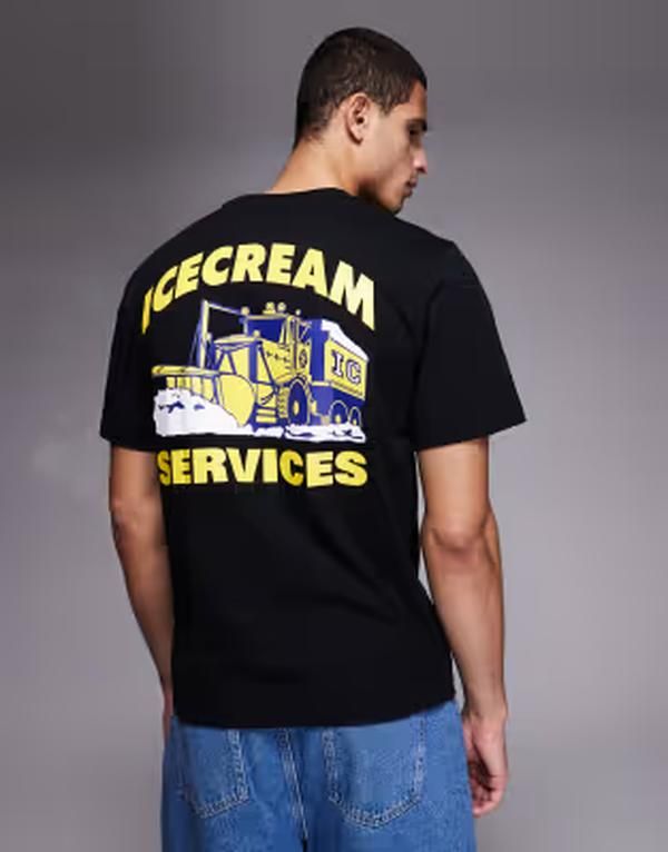 アイスクリーム メンズ トップス Tシャツ ロゴ ICECREAM services logo Tshirt Black ブラック