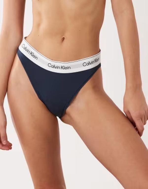 カルバンクライン レディース アンダーウェア ブリーフパンツ コットン Calvin Klein Icon Cotton Modal high leg tanga Speakeasy ネイビー
