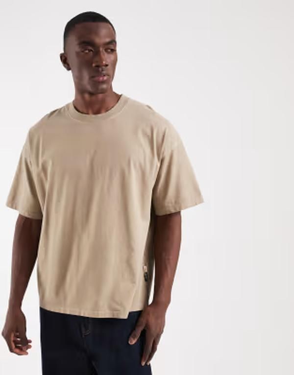 ジャック アンド ジョーンズ メンズ トップス Tシャツ Jack Jones washed tshirt Crockery ベージュ