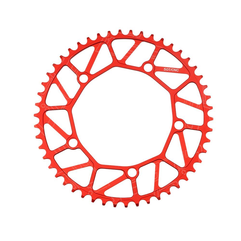 新品 Litepro折りたたみ自転車フルホロー自転車チェーンホイール48/50/52/54/56 / 58TチェーンリングBCD130超軽量の正の歯のディスク (赤 52T)