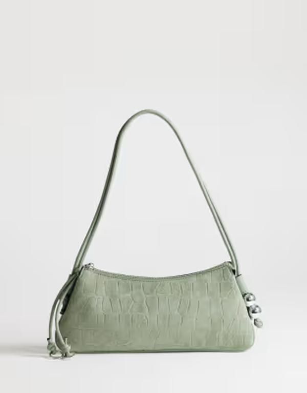 トップショップ レディース バッグ スエード Topshop Marley small croc suede shoulder bagREEN グリーン