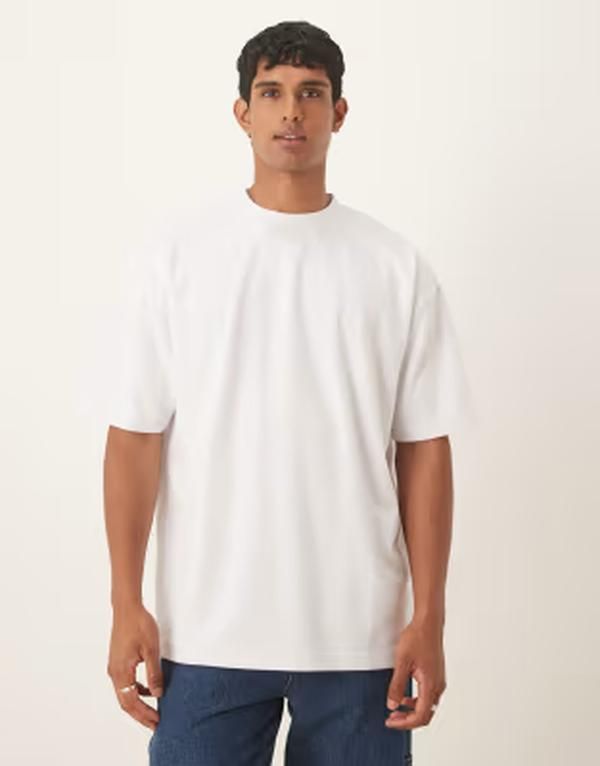 エイソス メンズ トップス Tシャツ コットン ASOS DESIGN breatheMAX heavyweight oversized Tshirt cotton blend WHITE ホワイト