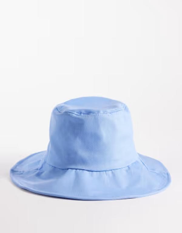 サウスビーチ レディース アクセサリー 帽子 South Beach wide brim canvas bucket hat in pale BLUE ブルー