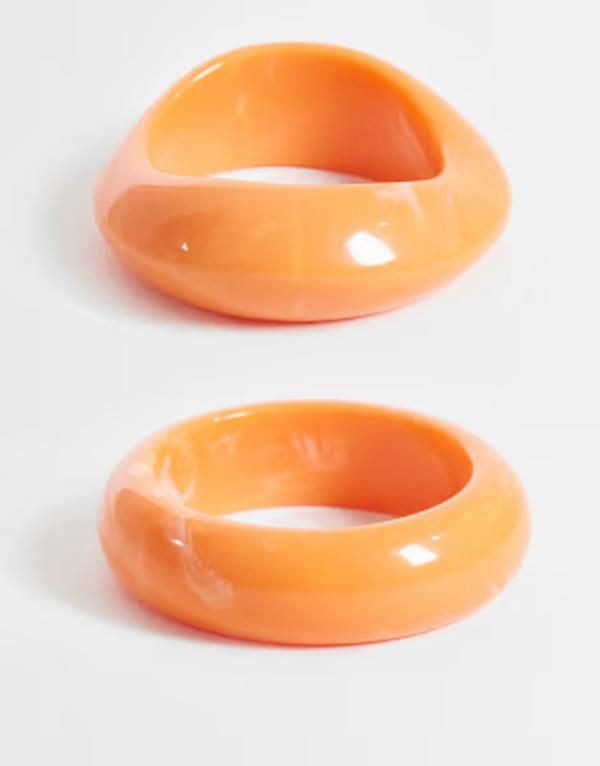 エイソス レディース アクセサリー ブレスレット・バングル・アンクレット ASOS DESIGN 2pack resin bangles in coral ORANGE オレンジ 9,105円