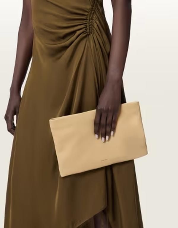 オールセインツ レディース バッグ レザー AllSaints Bettina lambs leather clutch bag in pale yellow Mellow yellow イエロー