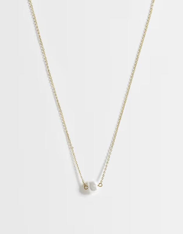 エイソス レディース アクセサリー ネックレス・チョーカー・ペンダントトップ Tシャツ レース ASOS DESIGN stainlessteel necklace with faux pearl pendantone GOLD ゴールド