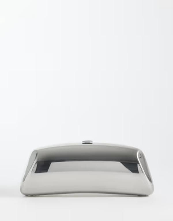 マンゴ レディース バッグ Mango rectangle clutch bag SILVER シルバー
