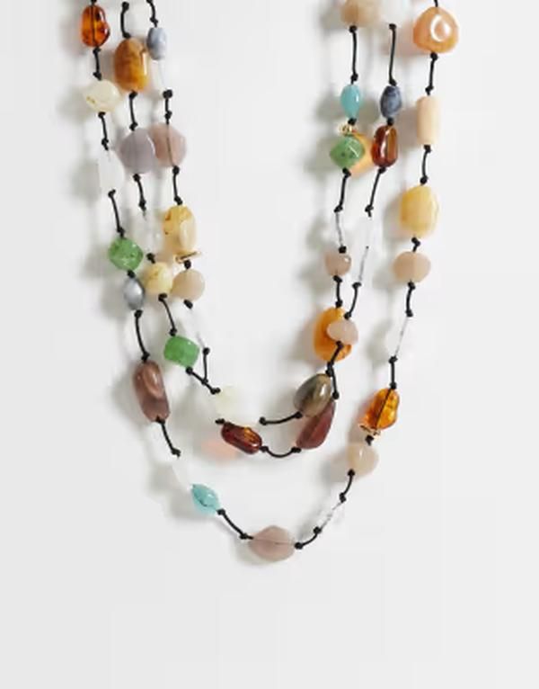 リクレイム ヴィンテージ レディース アクセサリー ネックレス・チョーカー・ペンダントトップ レース Reclaimed Vintagem stone layered necklace in multi マルチカラー