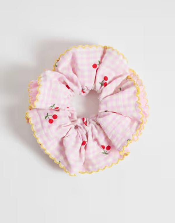 オンリー レディース アクセサリー ギンガムチェック プリント ギンガム ONLY cherry print scrunchie gingham PINK ピンク